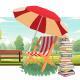 Un transat avec des livres dans un parc