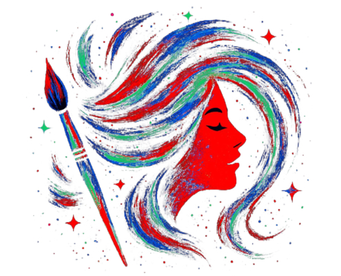 Un dessin d'une femme maquillée et coiffée